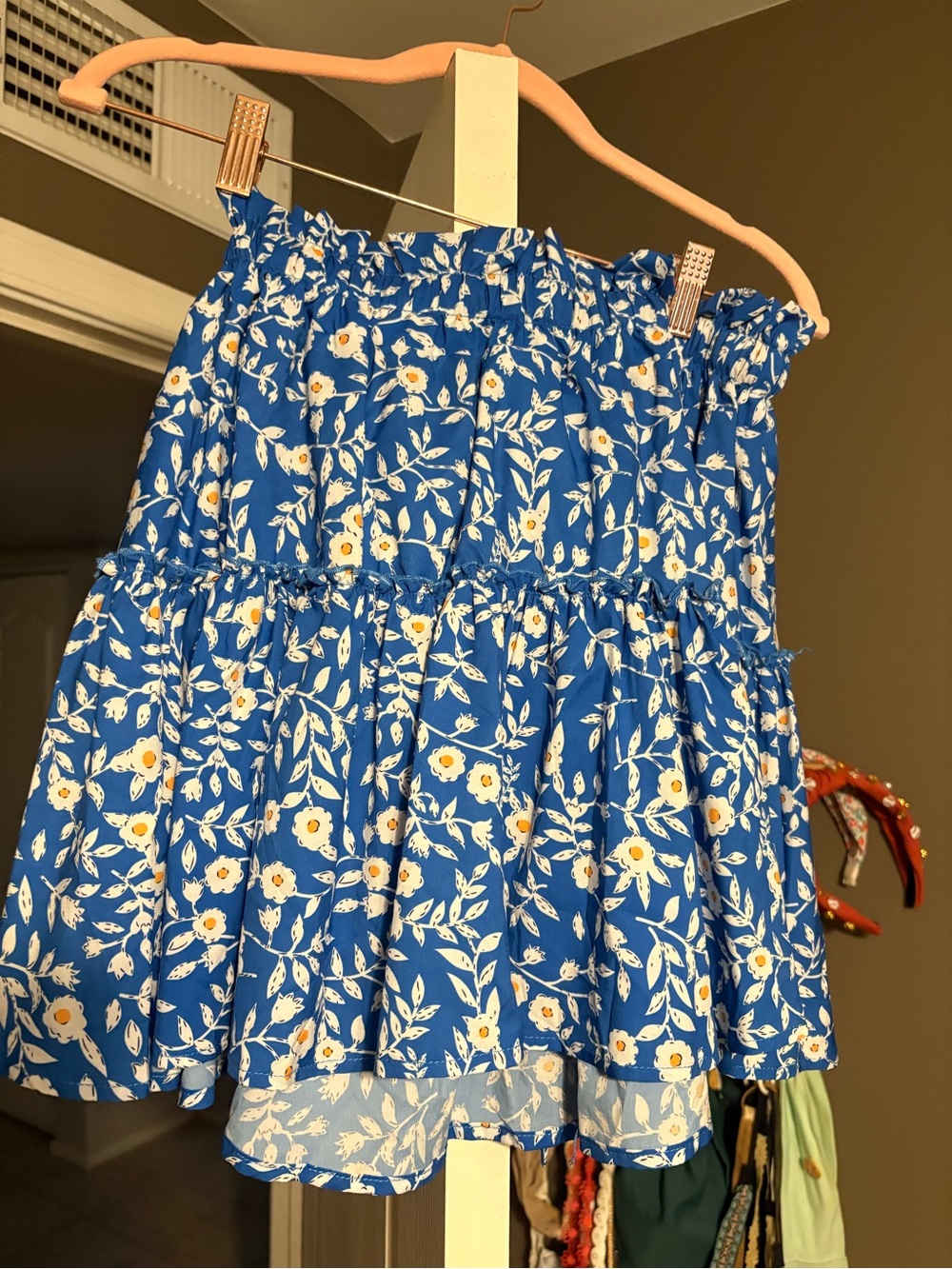 Amazon Blue Floral Tiered Skirt Set